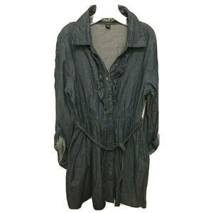 `14/16 Chillipop Premium Collection Girl's Denim Ruffle Dress with Belt